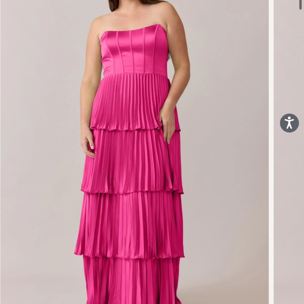 Revelry Fuchsia Strapless Tiered Dress